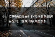 业内惊天秘闻曝光！昨夜八卦风暴席卷全网，独家内幕深度解析