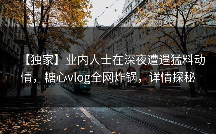 【独家】业内人士在深夜遭遇猛料动情，糖心vlog全网炸锅，详情探秘