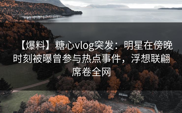 【爆料】糖心vlog突发：明星在傍晚时刻被曝曾参与热点事件，浮想联翩席卷全网