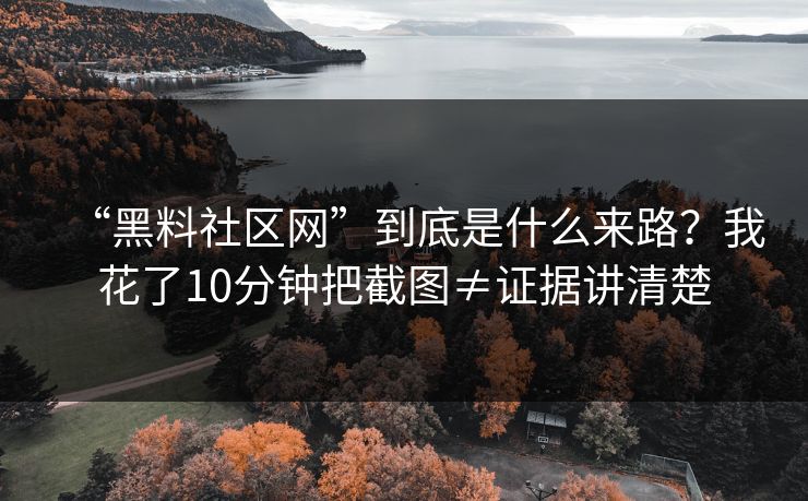 “黑料社区网”到底是什么来路?我花了10分钟把截图≠证据讲清楚 “黑料社区网”到底是什么来路?我花了10分钟把截图≠证据讲清楚