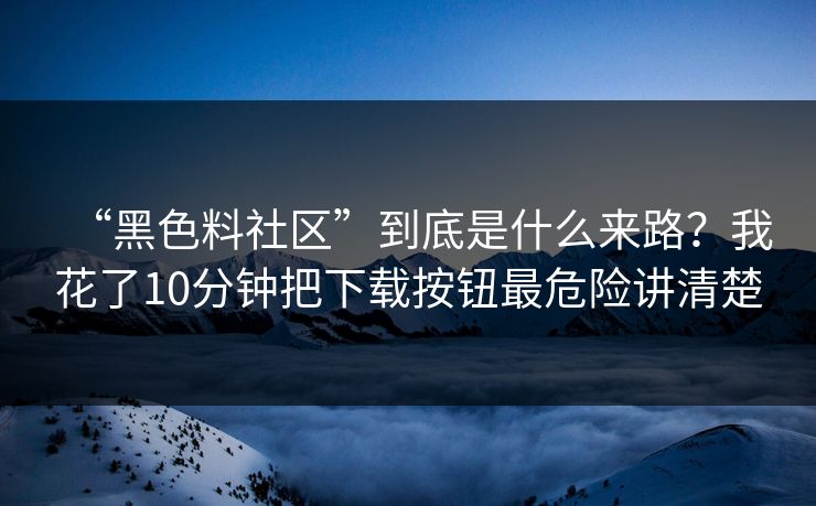 “黑色料社区”到底是什么来路？我花了10分钟把下载按钮最危险讲清楚