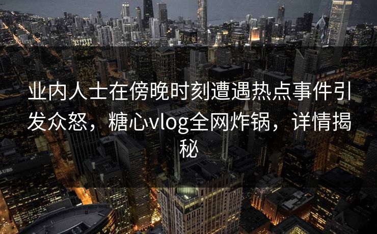 业内人士在傍晚时刻遭遇热点事件引发众怒，糖心vlog全网炸锅，详情揭秘