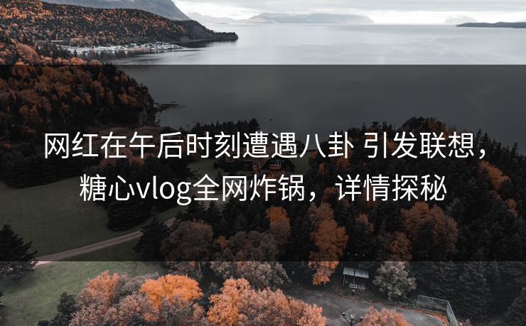 网红在午后时刻遭遇八卦 引发联想,糖心vlog全网炸锅,详情探秘 网红在午后时刻遭遇八卦 引发联想,糖心vlog全网炸锅,详情探秘