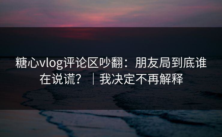 糖心vlog评论区吵翻:朋友局到底谁在说谎?|我决定不再解释 糖心vlog评论区吵翻:朋友局到底谁在说谎?|我决定不再解释